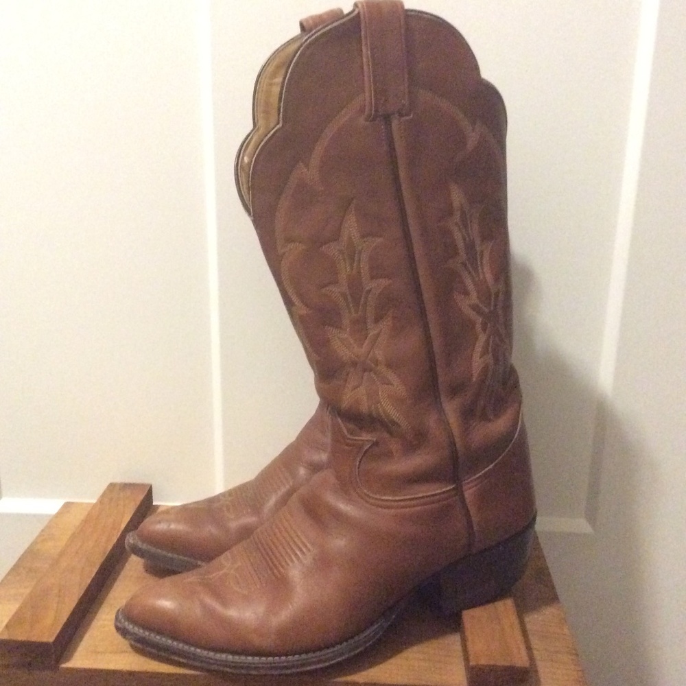 Tony Lama Brown Leather Western Cowboy Boots size 9 EE - Picture 2 of 8